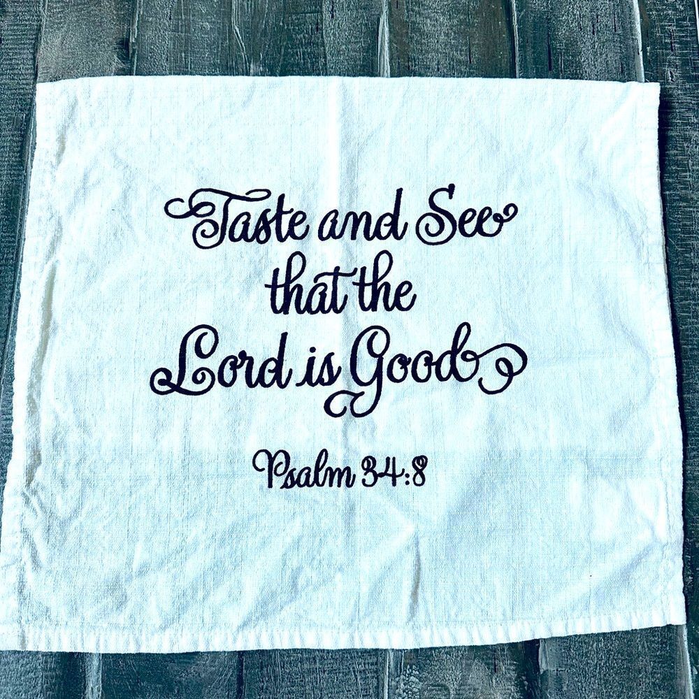 Psalm Bible Verse Farmhouse Kitchen Dish Tea Towel